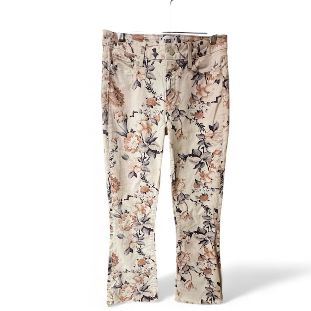 PAIGE Floral Ankle & Cropped Jeans - Cream and Orange